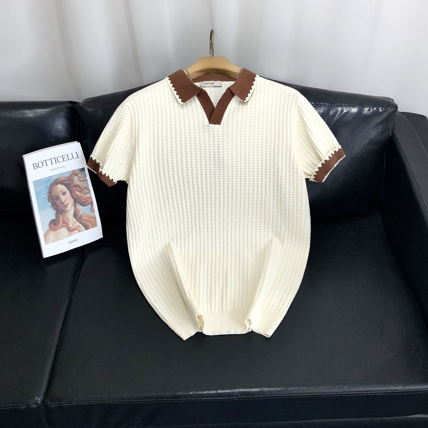 Polo camiseta de punto camiseta de manga corta hombre gaviota cuello V textural color antiguo viento camiseta de verano fábrica transfronteriza al por mayor
