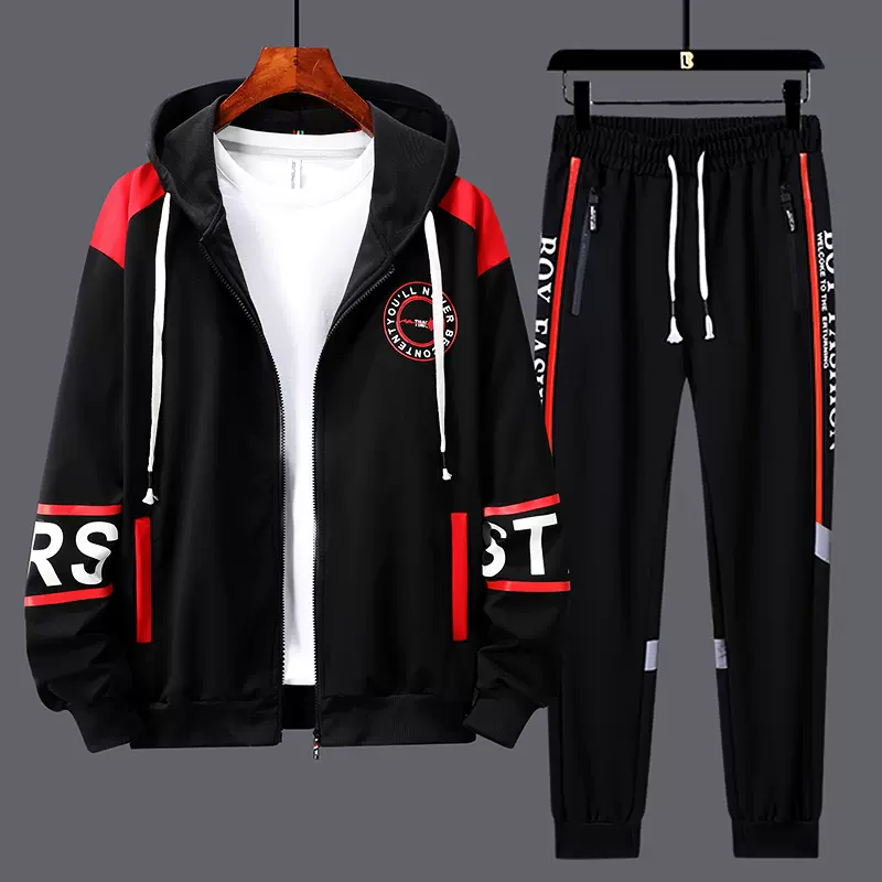 两件套春秋季青少年薄卫衣套装潮高初中学生帅气男孩休闲动外套