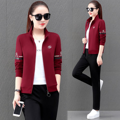 大碼顯瘦運動套裝女春秋季2024新款時尚休閒三件套潮牌寬鬆跑步服