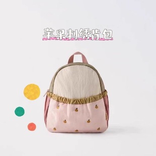 Z Family Kidsren's Backpack Color Matching Cartoon Apple Embroider Kindergarten School Bag Baby Mini Lightweight Travel Backpack