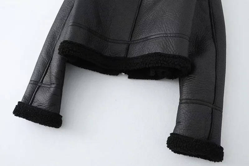 Urban casual, fashionable and simple faux leather jacket, a new winter top for women, a loose and slimming European and American style coat pic 11