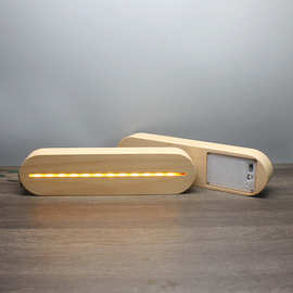 led台灯灯座亚克力板小夜灯亚克力留言板摆件发光木质底座电池盒