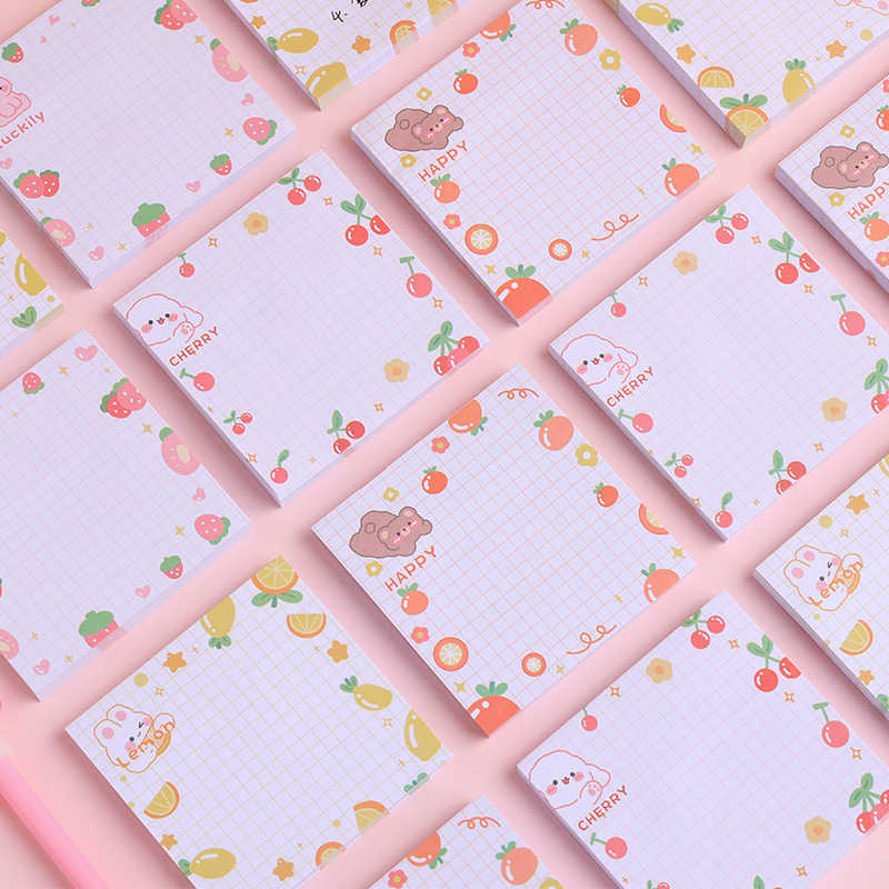 Cute Post-it Fruit Bear Rabbit Student Notes Mensaje Papel de nota Se puede pegar Notas Notas Notas N Publicaciones