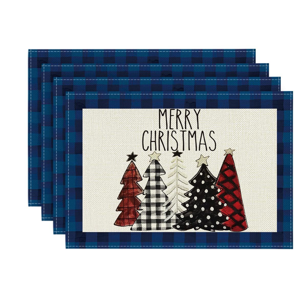 Navidad mantel Mesa corredor Lino árbol de Navidad impreso Toalla de mesa estera lavable antideslizante aislamiento térmico decoración de vacaciones