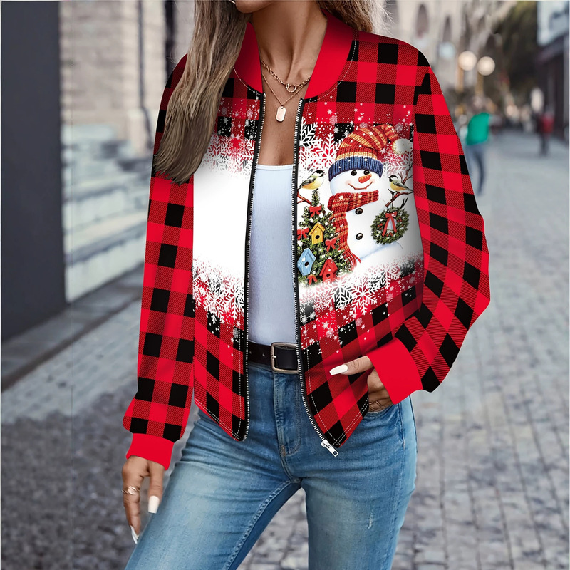 Supports Dropshipping of European and American Trendy Women's Hoodless Long-Sleeve Zip-Up Jackets, Women's Printed Casual Baseball Jackets Supports Dropshipping of European and American Trendy Women's Hoodless Long-Sleeve Zip-Up Jackets, Women's Printed Casual Baseball Jackets