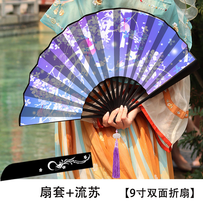 扇子 中国風男性扇子 古代風レトロ扇子 龍女扇子 古代風扇子 男の子古代衣装扇子 両面絹|undefined