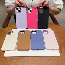 简约高级金属相框适用于纯色iPhone15pro手机壳苹果14保护套