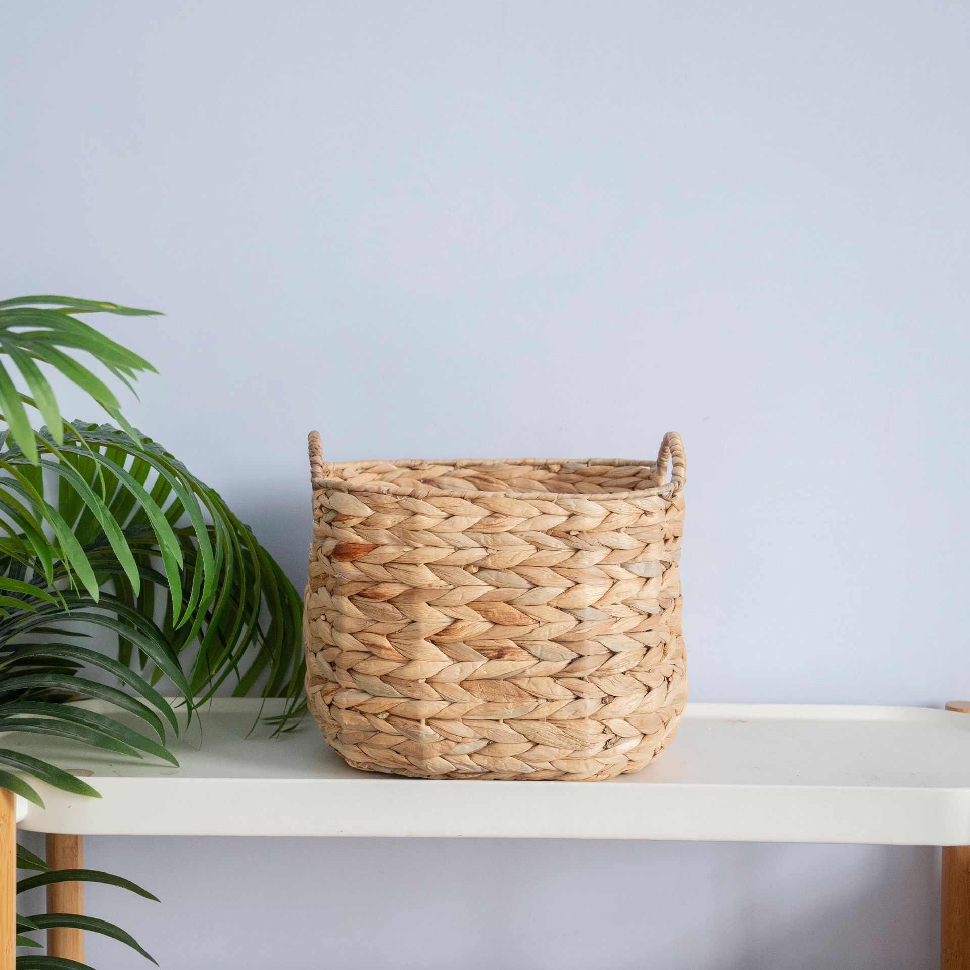 Amazon calabaza de hierba almacena doble manejo redondo B almacena tela de mano caja de almacenamiento de ropa de dormitorio cesta