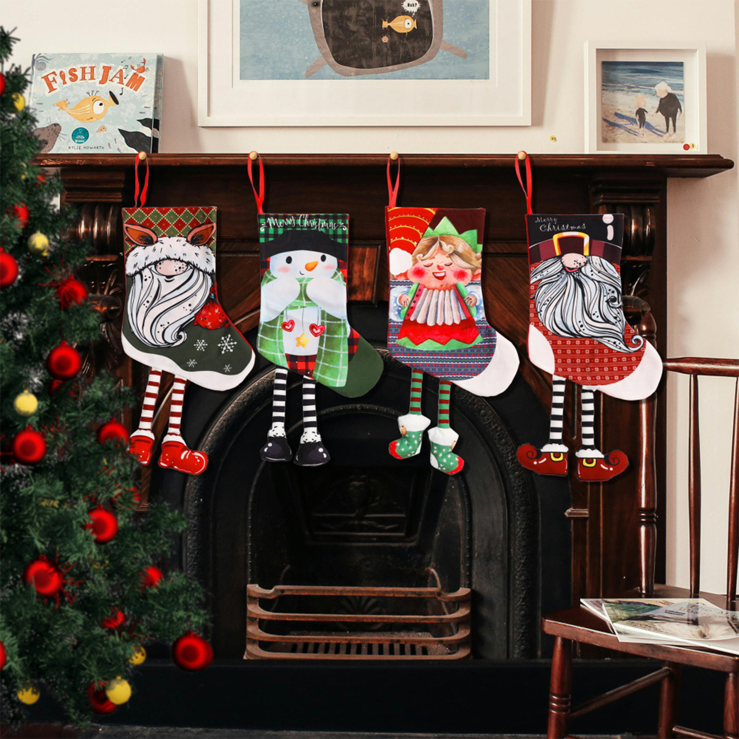 Christmas Stockings With Feet – Festive Holiday Socks For Decor, Gifts & Santa Fillers (6 Playful Designs: Gnomes, Snowman, Elf & More)_voghion.com