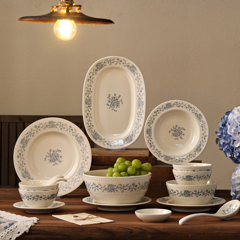 Dish Set, Household Ceramic Tableware Gift Box, Complete Set of High-End Plates, Dinner Plates, French-Style Rice Bowls, Soup Bowls, Wholesale Dish Set, Household Ceramic Tableware Gift Box, Complete Set of High-End Plates, Dinner Plates, French-Style Rice Bowls, Soup Bowls, Wholesale