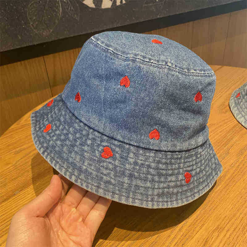 Sombrero de pescador de mezclilla de amor azul denim profundo