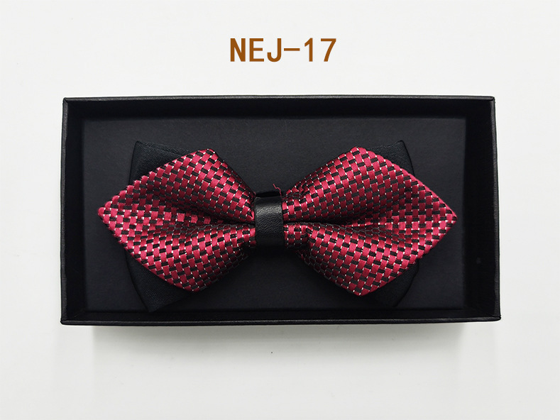 Pajarita negra de color sólido para hombre Boda británica Boda novio padrino traje camisa arco caja de regalo embalaje