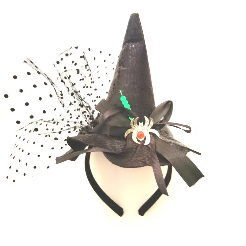 新しいハロウィーンの髪のフープの祝日のパーティーのショーの道具の帽子の髪飾りのネットのスカルの花の魔女の帽子|undefined