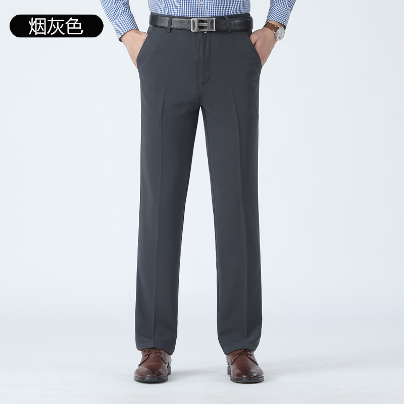 Pantalones de traje gruesos de otoño e invierno pantalones de traje de mediana edad rectos para hombres pantalones de traje de mediana edad sueltos para hombres ropa formal de negocios forrada de lana engrosada para hombres