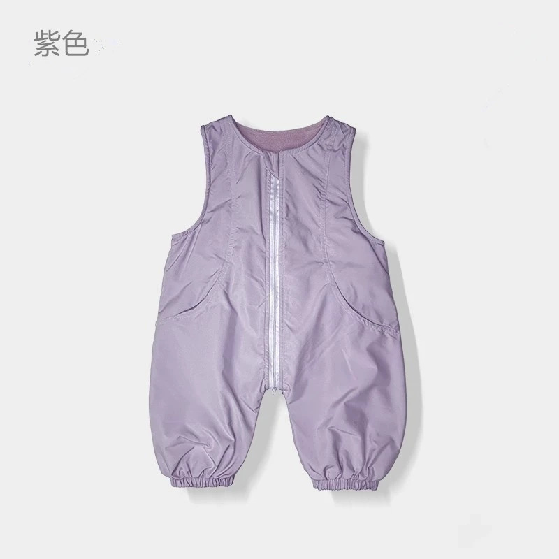 Monos sin mangas de nuevo estilo con cremallera de tres pruebas moda casual primavera y otoño de doble capa de una pieza pantalones para niños y niñas