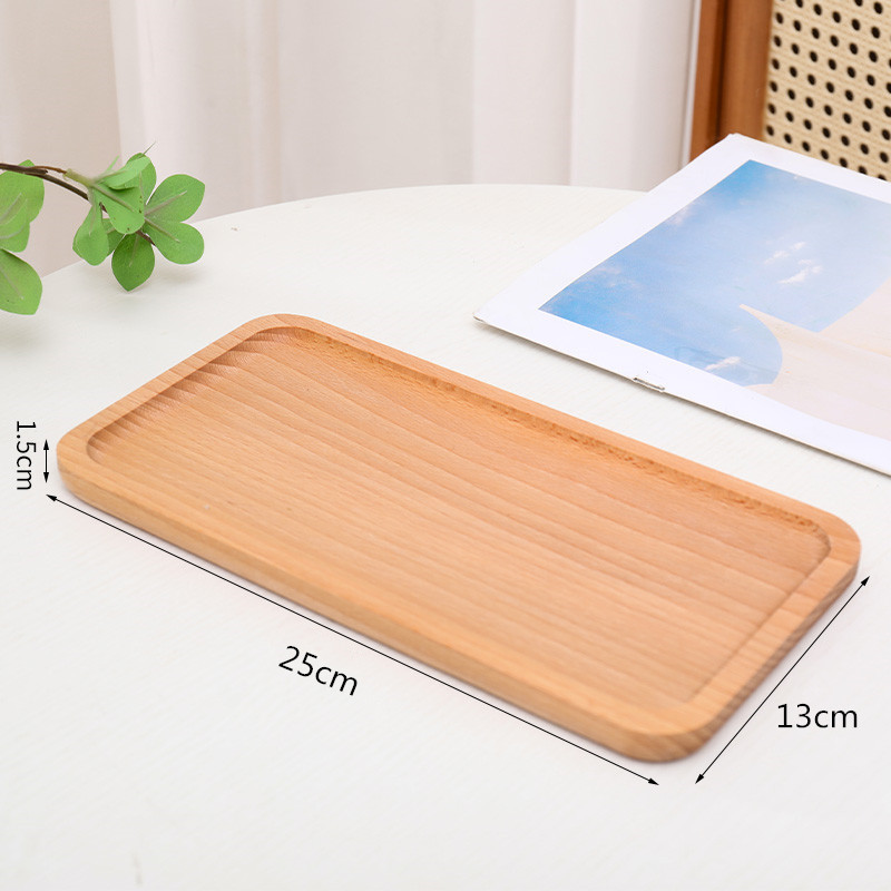 Bandeja de madera maciza estilo japonés, plato rectangular de almacenamiento, plato creativo para frutas, plato de madera de haya para desayuno, bandeja de madera para aperitivos.