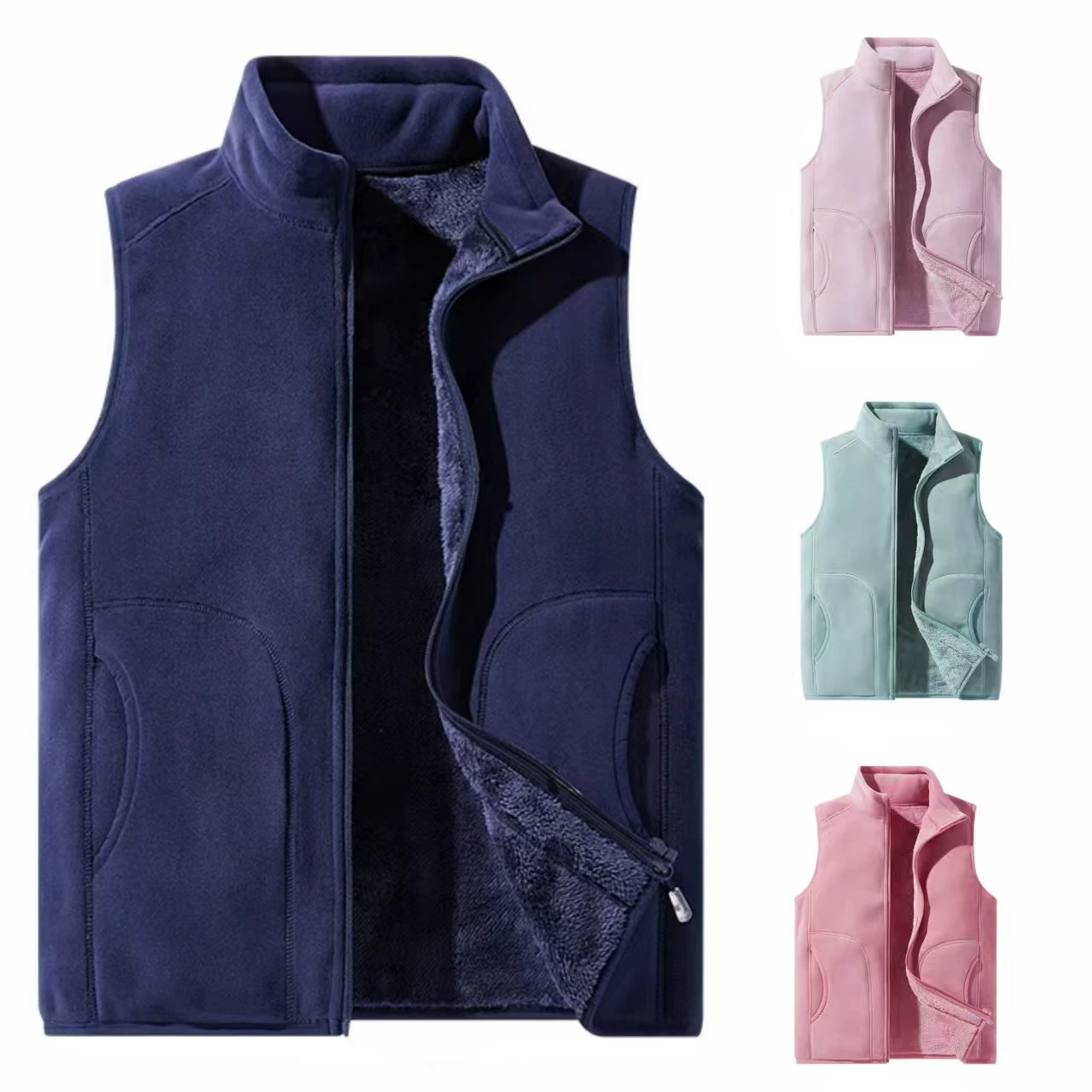 8805 Мужской и женский жилет в парном стиле из австрийского бархата, повседневный жилет-куртка, теплый жилет с воротником-стойкой, подходит для весны, осени и зимы.