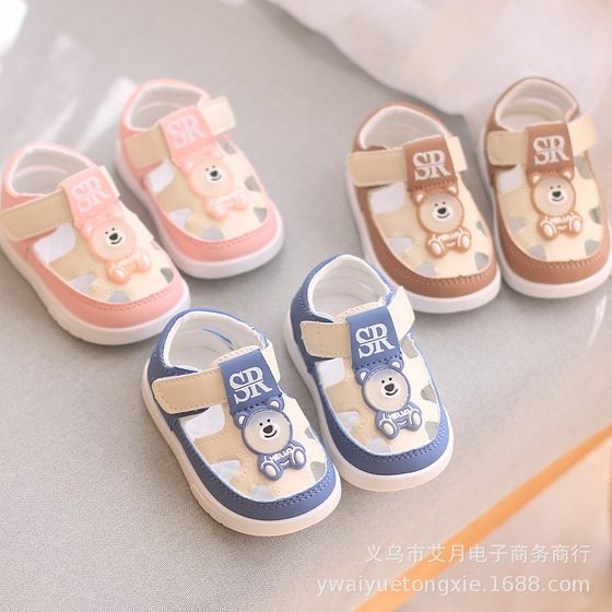 Boys sandals summer new 1 2 years old soft bottom non-slip baby toddler breathable cartoon toddler female baby sandals