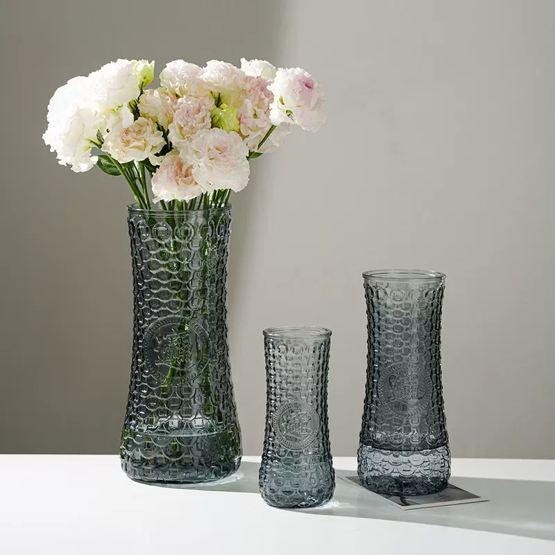 轻奢玻璃花瓶高级感客厅高透欧式水培装饰插花家用玻璃摆件批发