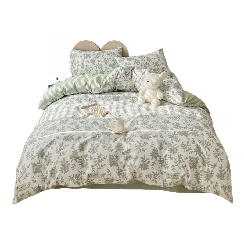 Cama de algodón de cuatro piezas 100 cubierta de sábanas de algodón cubierta de sábanas de dormitorio de estudiantes de tres piezas con camas Kasa4