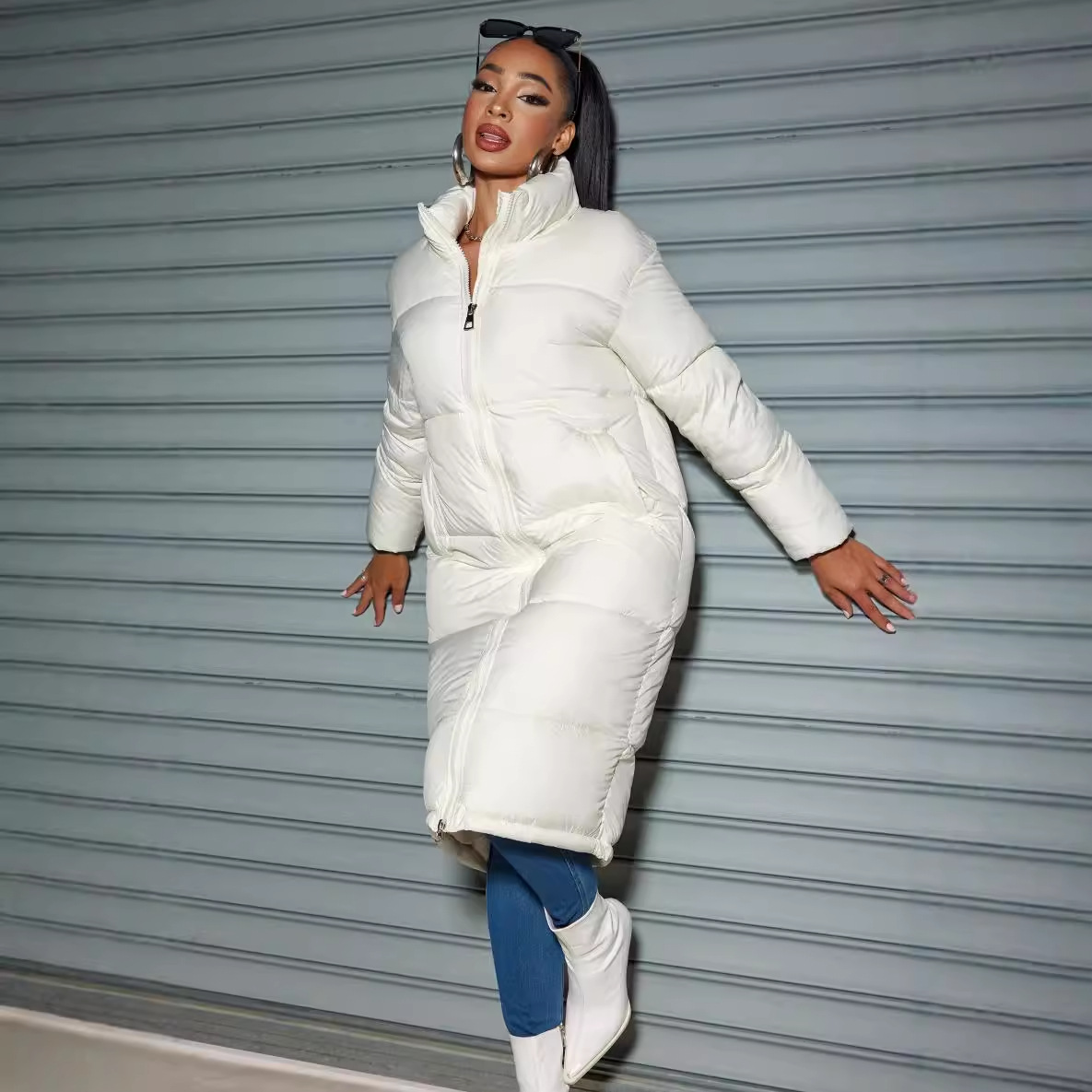 Roupas femininas inverno feminino longo algodão casaco moda feminina zíper cor sólida algodão casaco quente_voghion.com