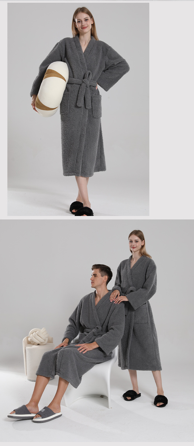 Γυναικεία Ρούχα Βελούδινο Μπουρνούζι για το Φθινόπωρο και το Χειμώνα Μεγάλο Μέγεθος Πιτζάμες Ζευγαριών Πιτζάμες Ζεστές Φανελένιες Μακριές Πιτζάμες για λογαριασμό του_voghion.com