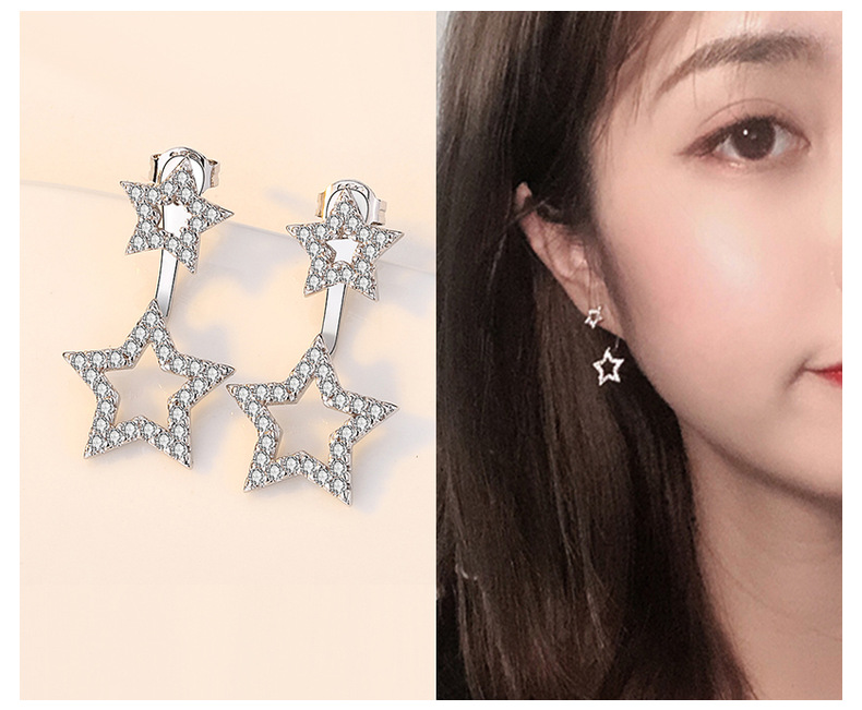 1 Pair Quantity Casual Occasion Lady Star Copper Plating Inlay Zircon Ear Studs 1 Pair