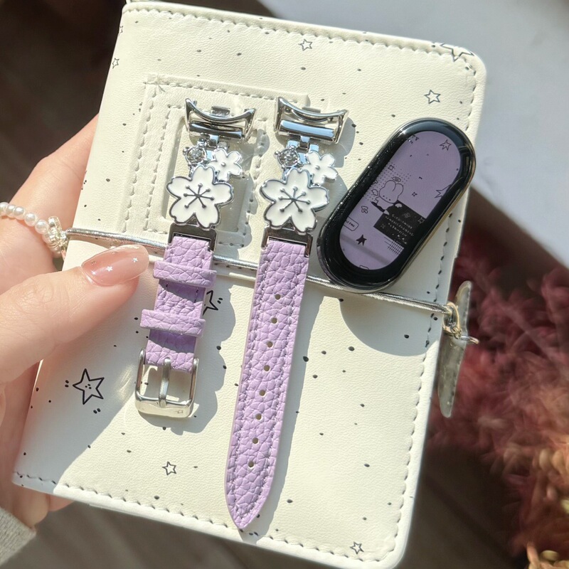 Plum Blossom Metal Leather Strap Suitable for Apple Watch 10 S11 Huawei Fit4 Gt6 Xiaomi 10 Slim Model Wristband Plum Blossom Metal Leather Strap Suitable for Apple Watch 10 S11 Huawei Fit4 Gt6 Xiaomi 10 Slim Model Wristband
