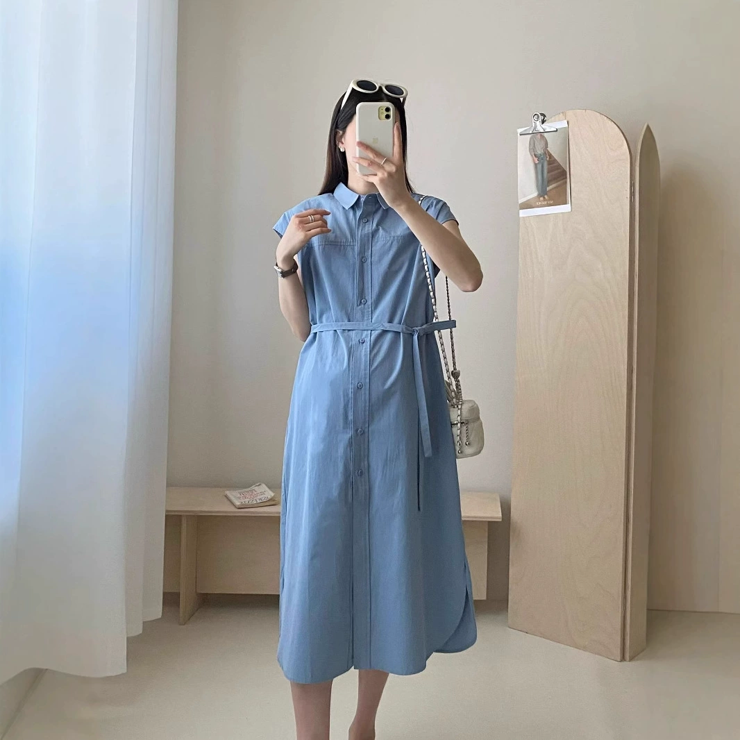 Модная французская одежда для беременных с отворотом беременная рубашка юбка летние удобные свободные хлопчатобумажные платья материнства