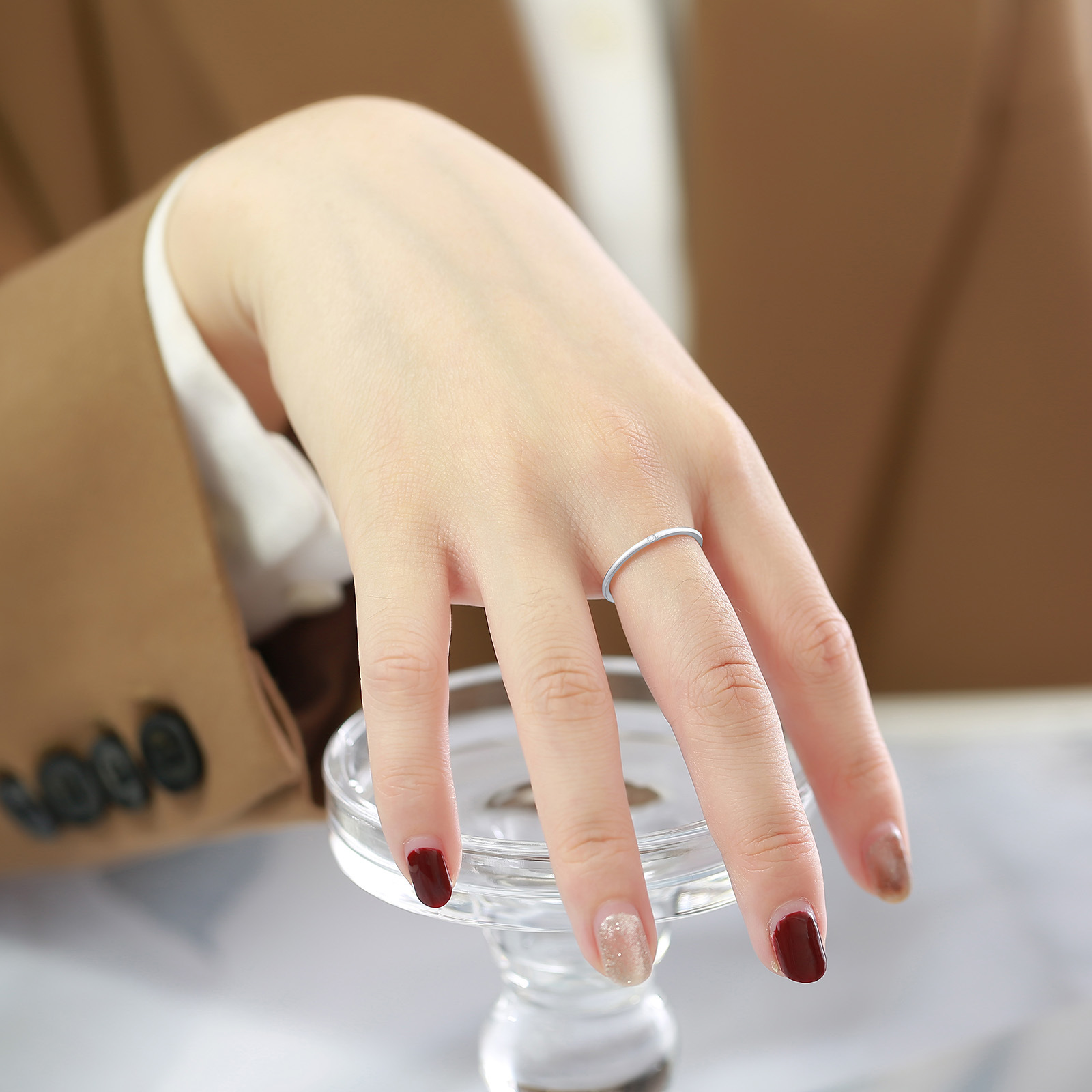 Simple Style Geometric Titanium Steel Rings Inlay Zircon Stainless Steel Rings