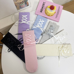 花燕熙新品格雷系風DIY綁帶元素蕾絲中筒堆堆襪日系少女薄款絲襪