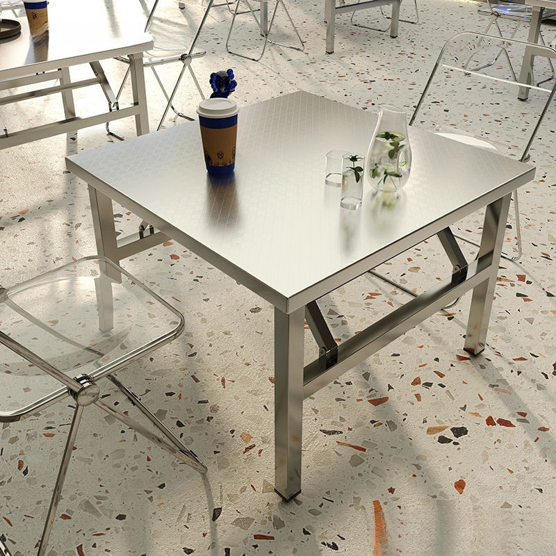 不锈钢折叠桌家用折叠桌户外摆摊商用夜市出摊小方桌简易餐桌