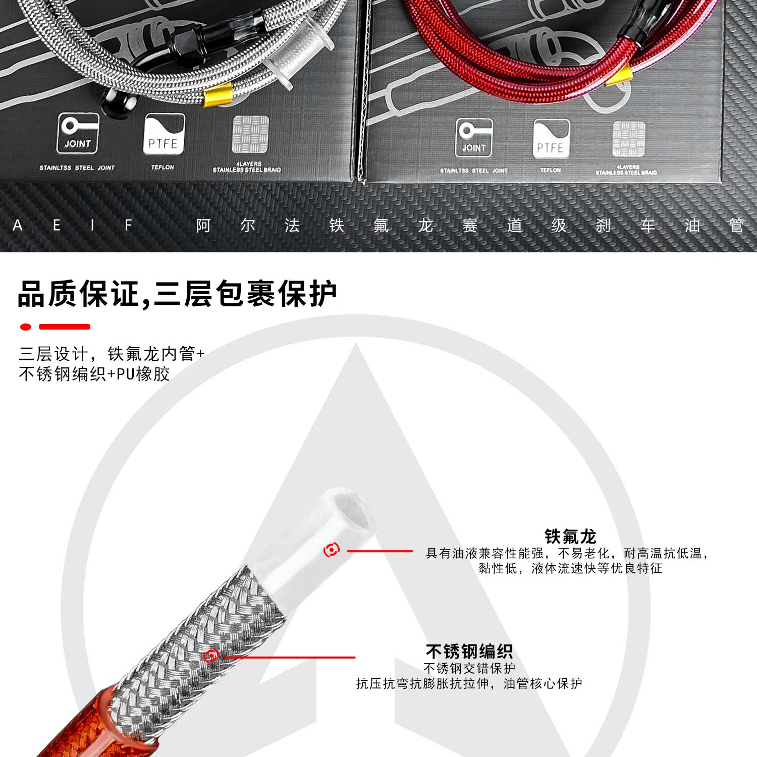 AEIF Teflon brake hose, for electric motorcycles, modified for front and rear disc brakes, stainless steel hose, high-temperature resistant