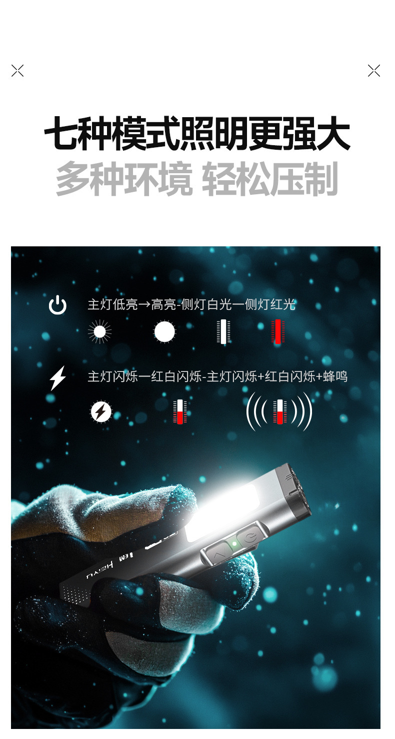 【T8Pro】1000Mah/8 Hours of Battery Life/500 Lumens/With Magnetic Attachment/With Measuring Tape/Strong Light Flashlight
