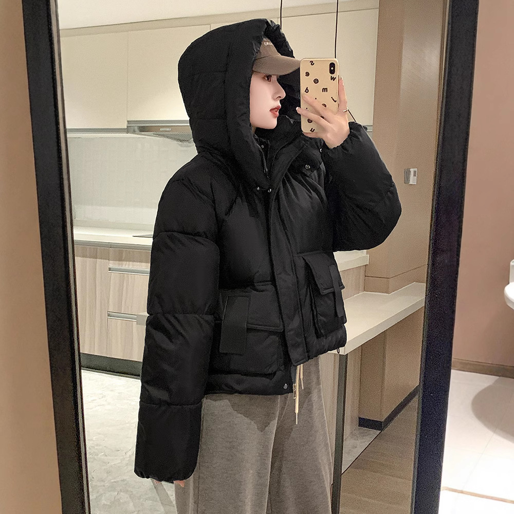 Capa de algodón de pluma corta para mujeres 2024 invierno nuevo estilo coreano de algodón suelto engrosado chaqueta de algodón de moda pequeña chaqueta