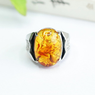 Aiyu Natural Amber Ring Hua Po Ring National Style Jewelry Factory Wholesale AY3120507