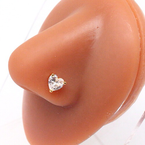 Gaibei Europe and America cross-border heart-shaped nose nail stainless steel nose nail nose ring nose decoration zircon nose nail human body piercing jewelry