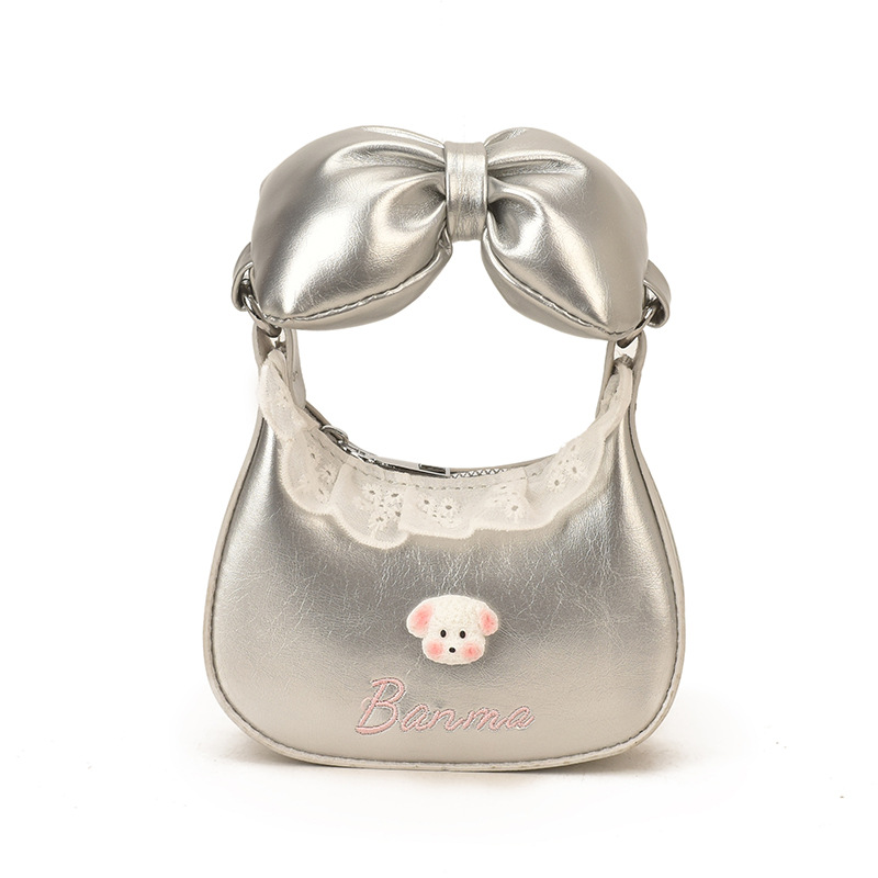 Bolsa de hombro de niñas de encaje dulce bolso de arco lindo 2026 nuevo mini bolso de accesorios para niños