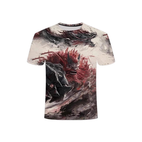 Luo Bo's clothing, 3D digital printing men's T-shirt casual short sleeve loose sport summer top