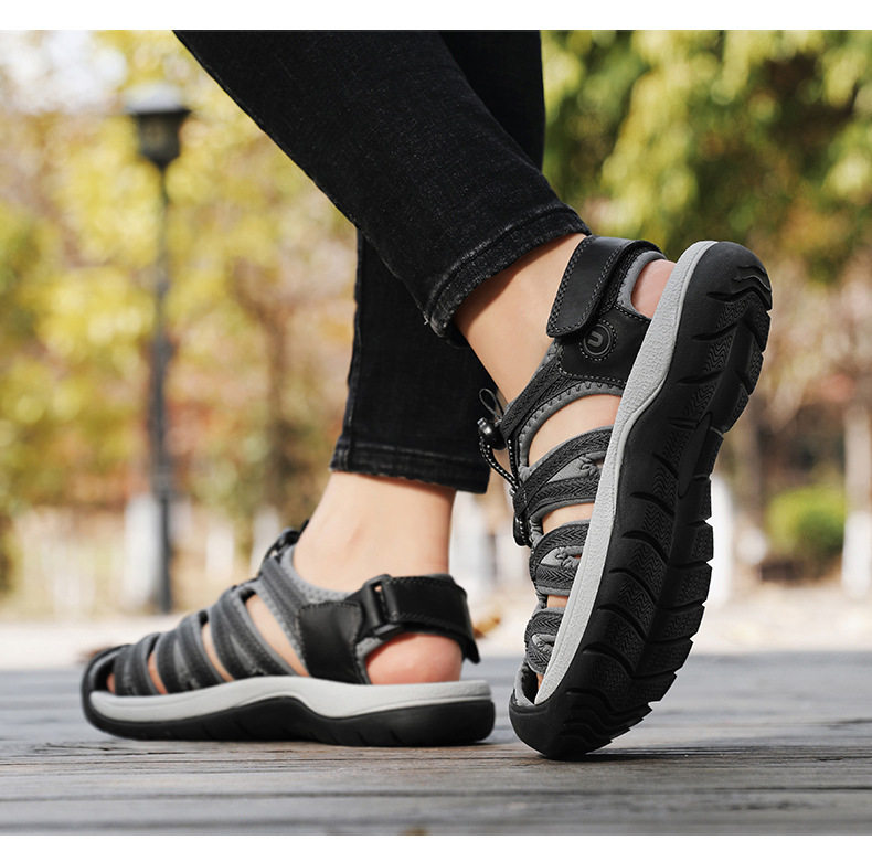 Dép sandal nữ bít mũi quai ngang, đế cao su chống trượt, phù hợp đi biển và dạo phố — 7237 màu đen, 7237 xám hồng, 7237 đen xám, 7237 đỏ hoa hồng chi tiết 21
