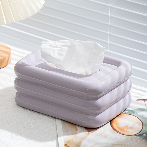 Creative Purple Ceramic Luxury Paper Towel Box for Home Living Room Desk High-End Decorative Paper Towel Holder Ornament Wholesale