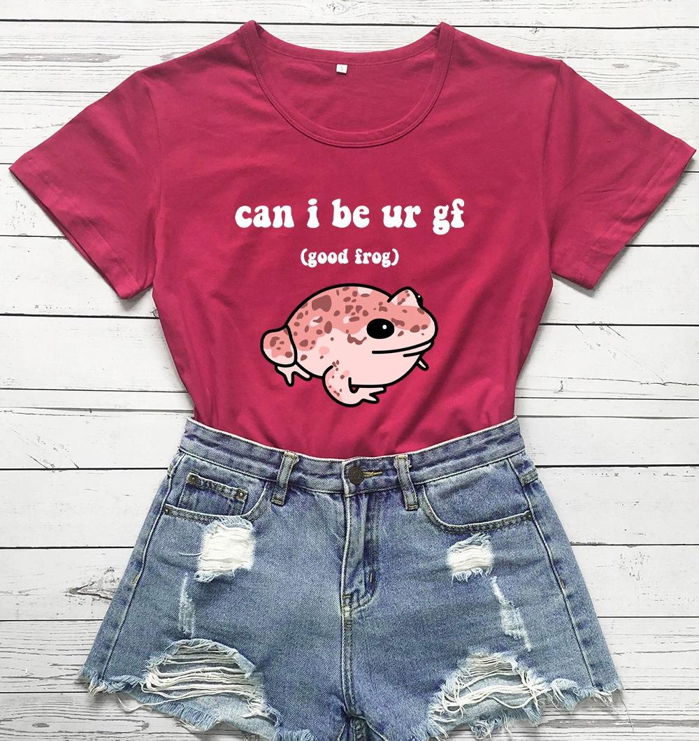 Футболка с цветным принтом Can I Be ur GF, мужская и женская Свободная футболка с коротким рукавом