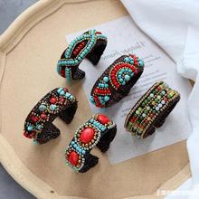 手工波西米亞民族風手鐲編織石復古個性藏式手環配飾品女