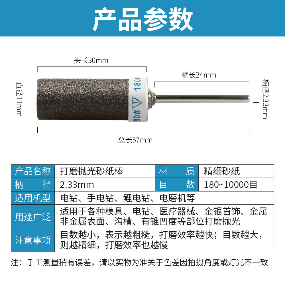 Varilla de papel de lija, madera, metal, jade, tallado en madera, nuez, cera de abejas 2.35, pulido y pulido, herramienta mágica, cabezal de rectificado especial