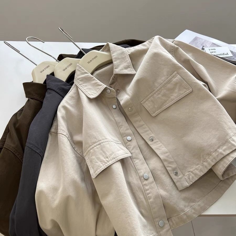 Korean-style BF unisex lapel work jacket for women, loose-fitting short versatile jacket, 2025 autumn and winter new trendy style