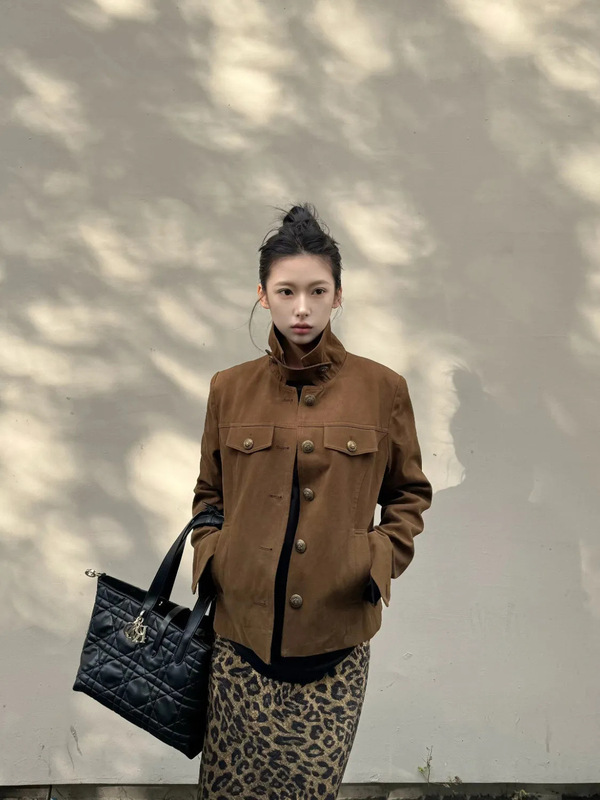复古休闲工装立领设计短外套女2025秋季新款ins修身百搭夹克上衣|undefined