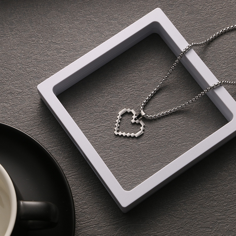 Pixel Heart Pendant Necklace - Personalized Titanium Steel Jewellery_voghion.com
