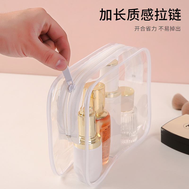 Bolsa de maquillaje de PVC transparente ecológica portátil de gran capacidad para viajes impermeable para productos de cuidado de la piel multifuncional bolsa de almacenamiento y lavado