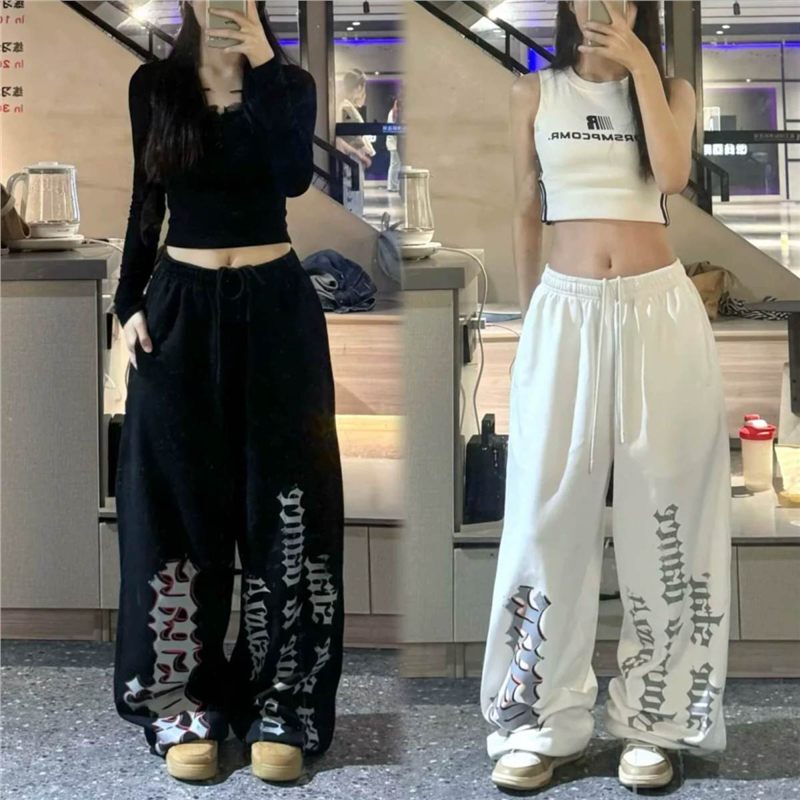 Hong Kong Style High Street Trendy Gothic Letter Print Sports Pants Spring New Design Jazz Dance Casual Pants for Women Hong Kong Style High Street Trendy Gothic Letter Print Sports Pants Spring New Design Jazz Dance Casual Pants for Women