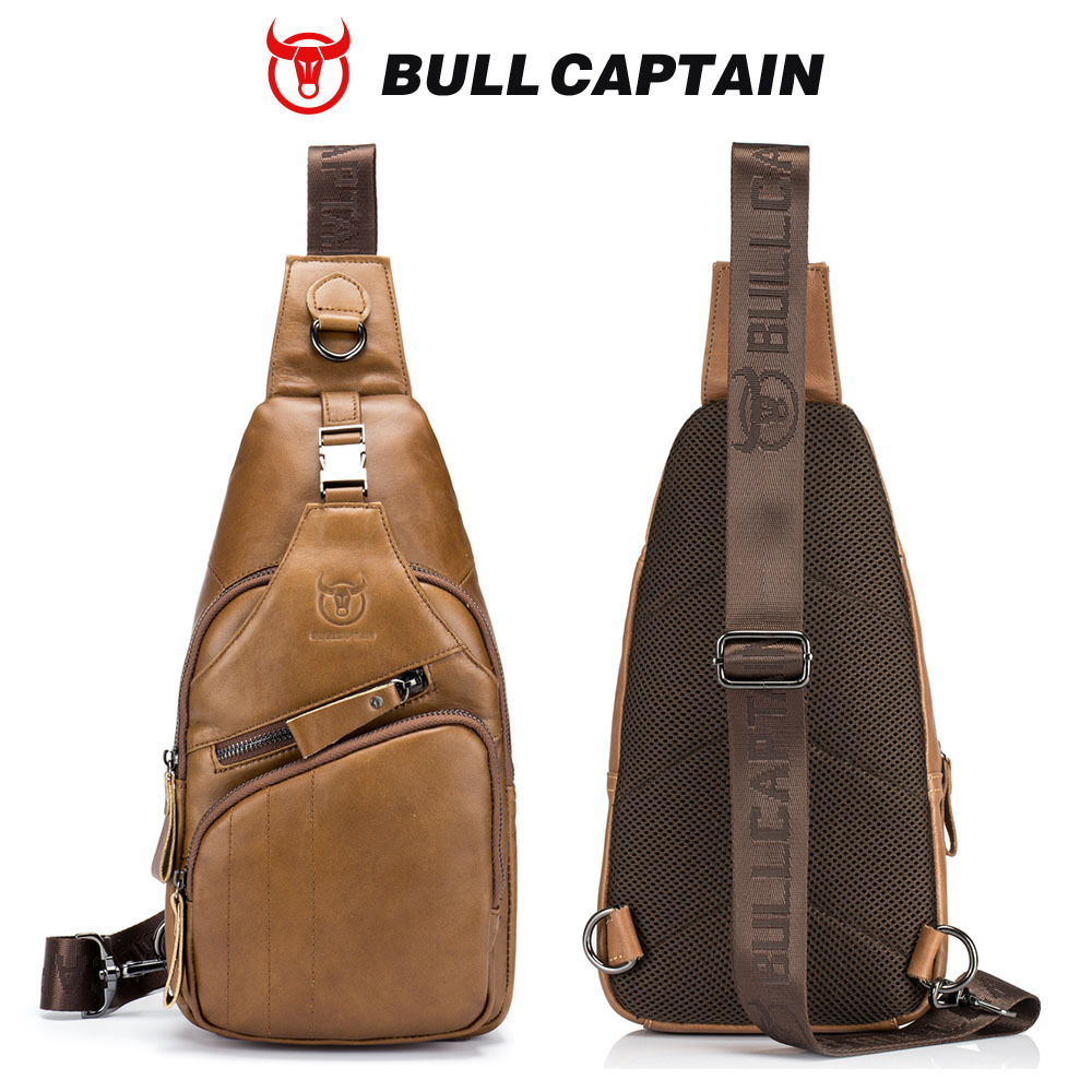 Captain Niu's High-End Guangzhou Leather Shoulder Crossbody First-Layer Cowhide Men's Chest Bag Genuine Leather Tablet iPad Mobile Phone Bag